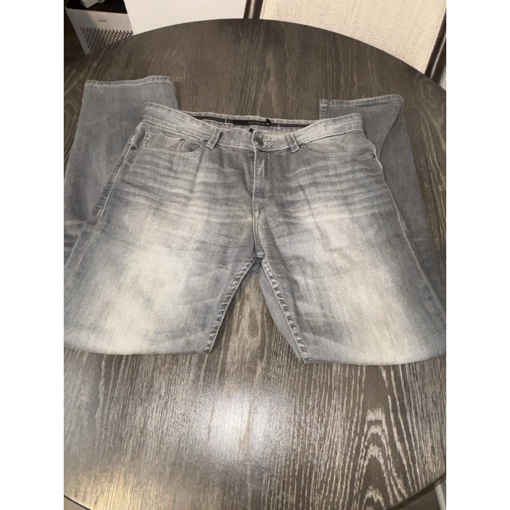 Calvin Klein Men's Slim Straight Gray Stretch Denim Jeans Logo Lowrise‎